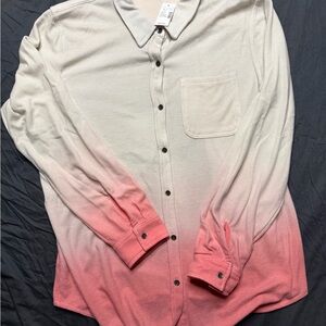 Maurices Pink and White Ombre Button Down Shirt